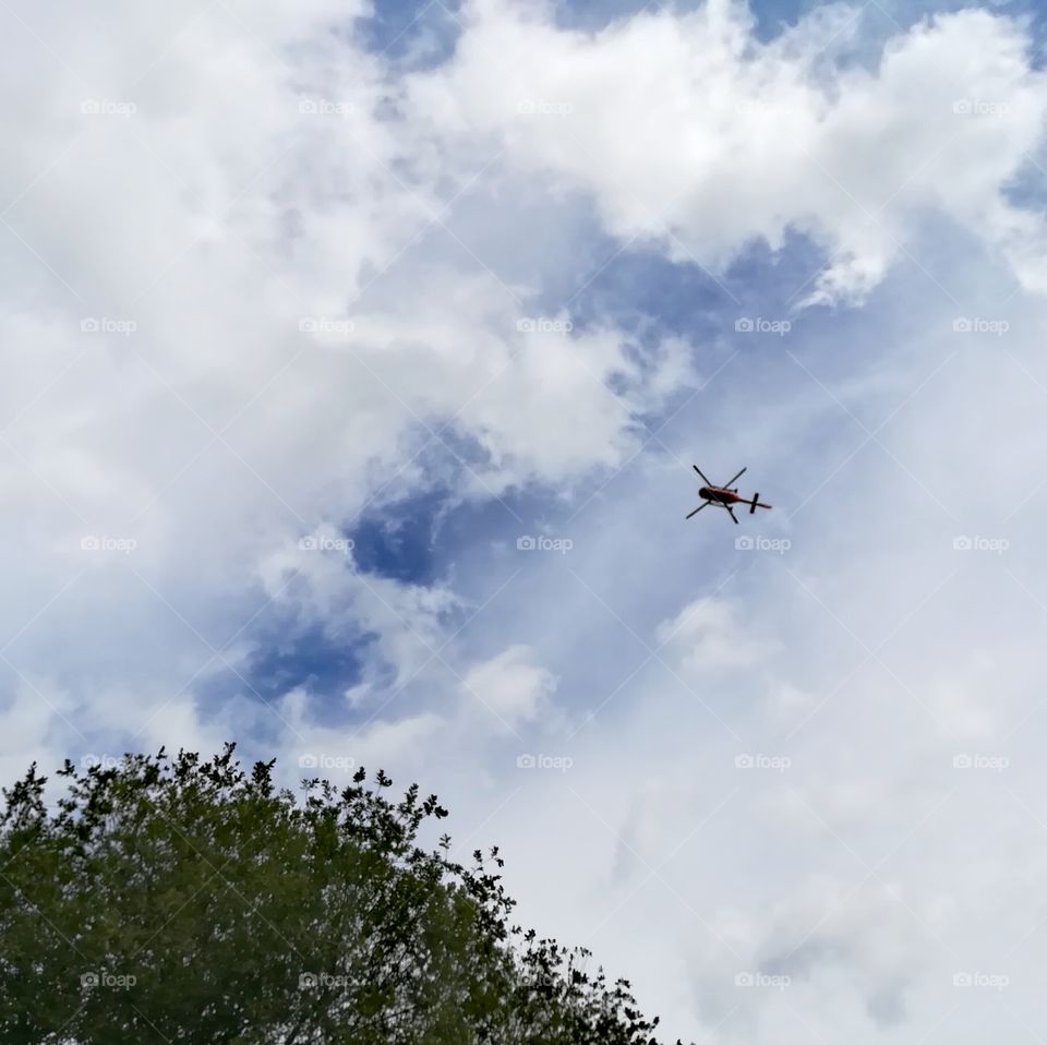 Helicopter in the sky
