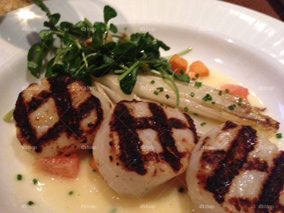 Grill scallops