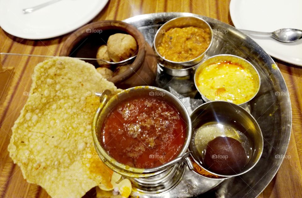 Rajasthani Food, Royal Thali, Daal Baati, Traditional.