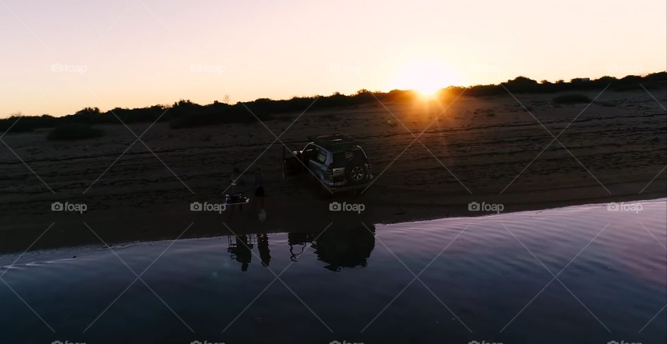 Sunset, Water, Landscape, Dawn, Vehicle