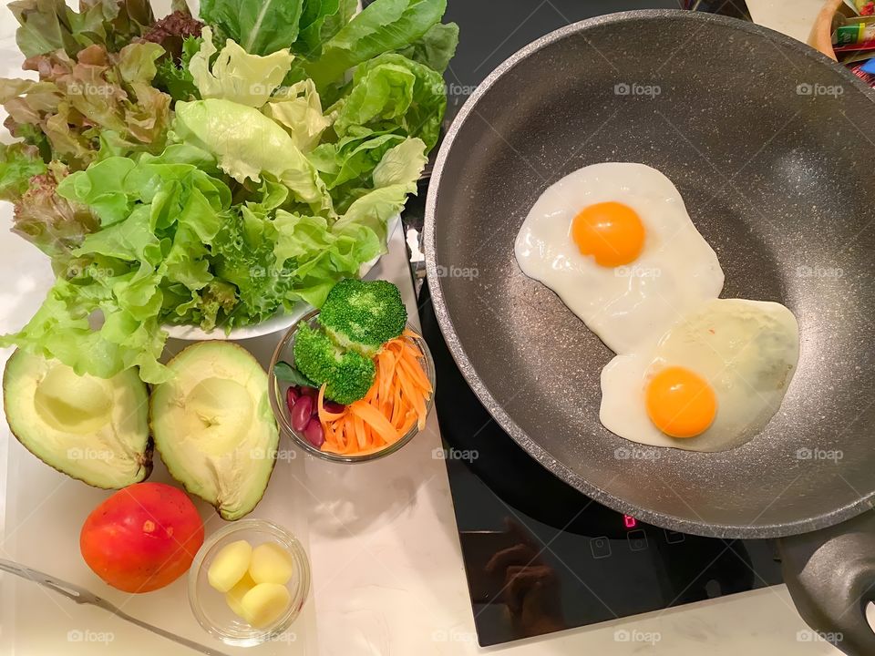 fresh salad egg avocado taco