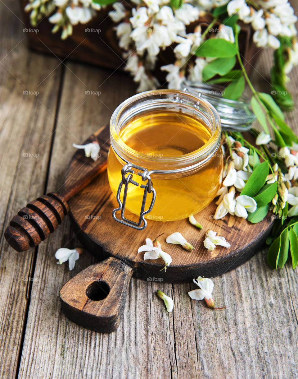 Honey and acacia flowers 