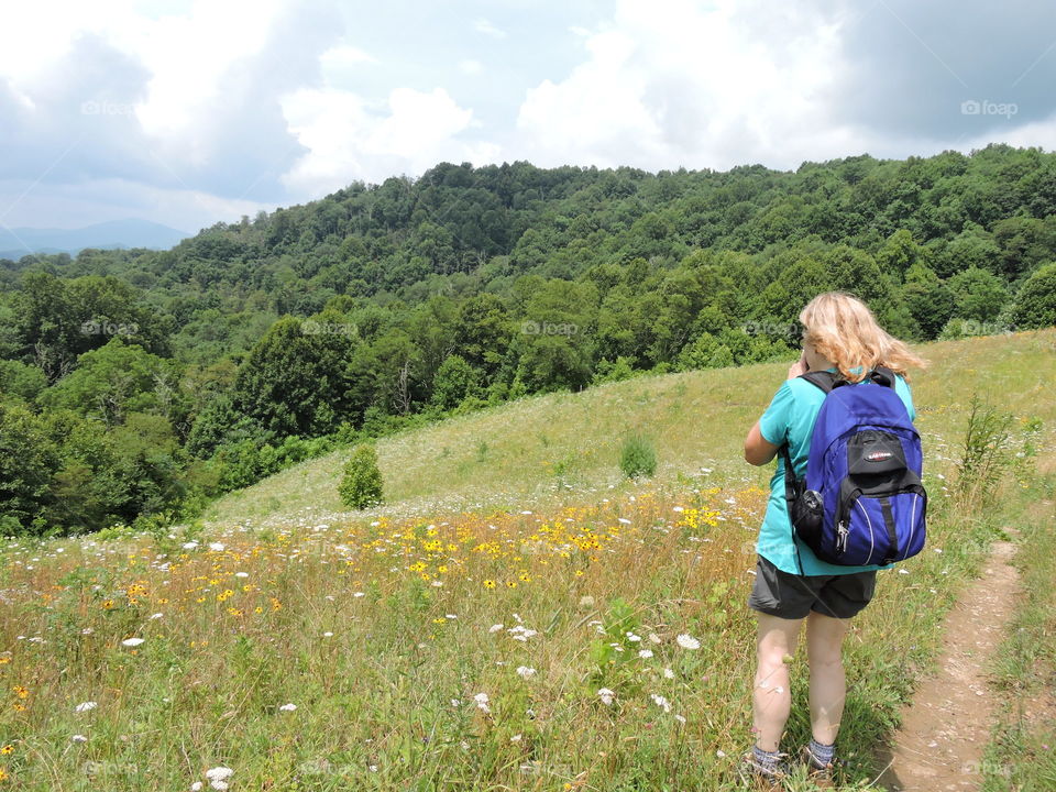 Hiking through wildclowers