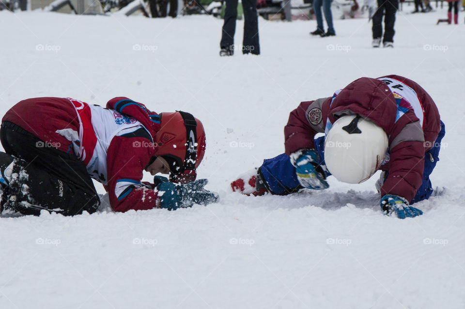 winter holidays. skating on dogs, sledding, snowboarding,