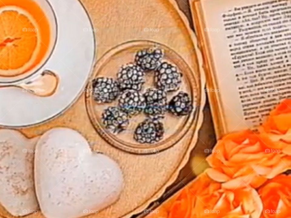 delicious breakfast, delicious lemon wedge tea and biscuits