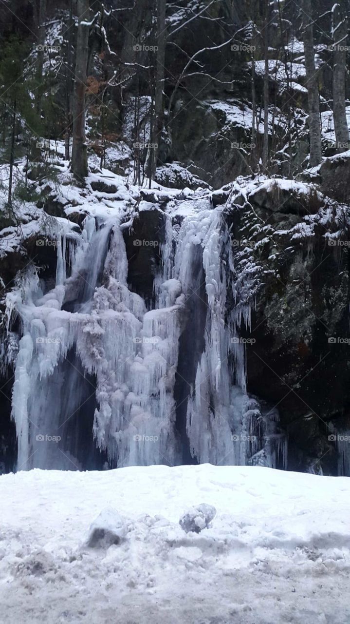 Winter, waterfall, frozen, water