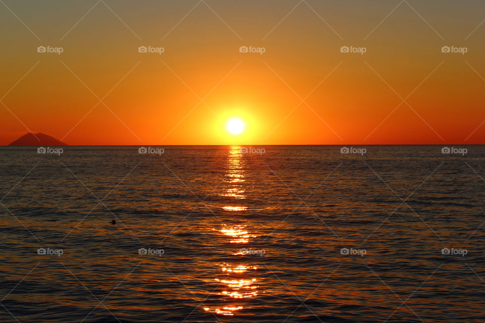 Sundown with Stromboli island