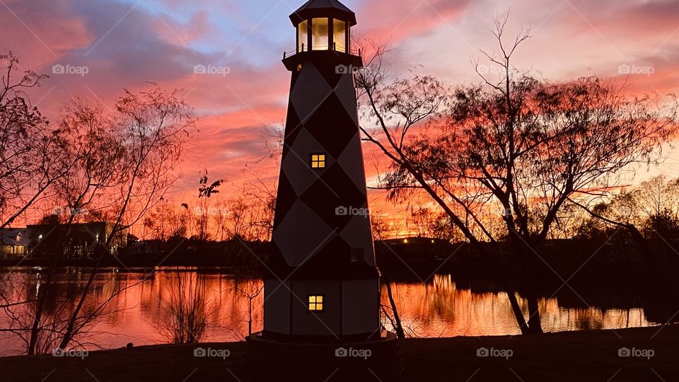 Early picture of Lighthouse to showcase the extreme colors of the Twilight Sunset. 
