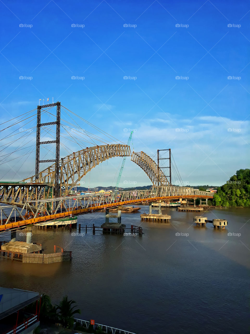 mahakam bridge at samarinda city
