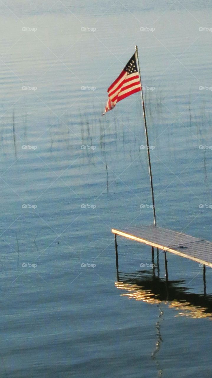 US Flag on our dock