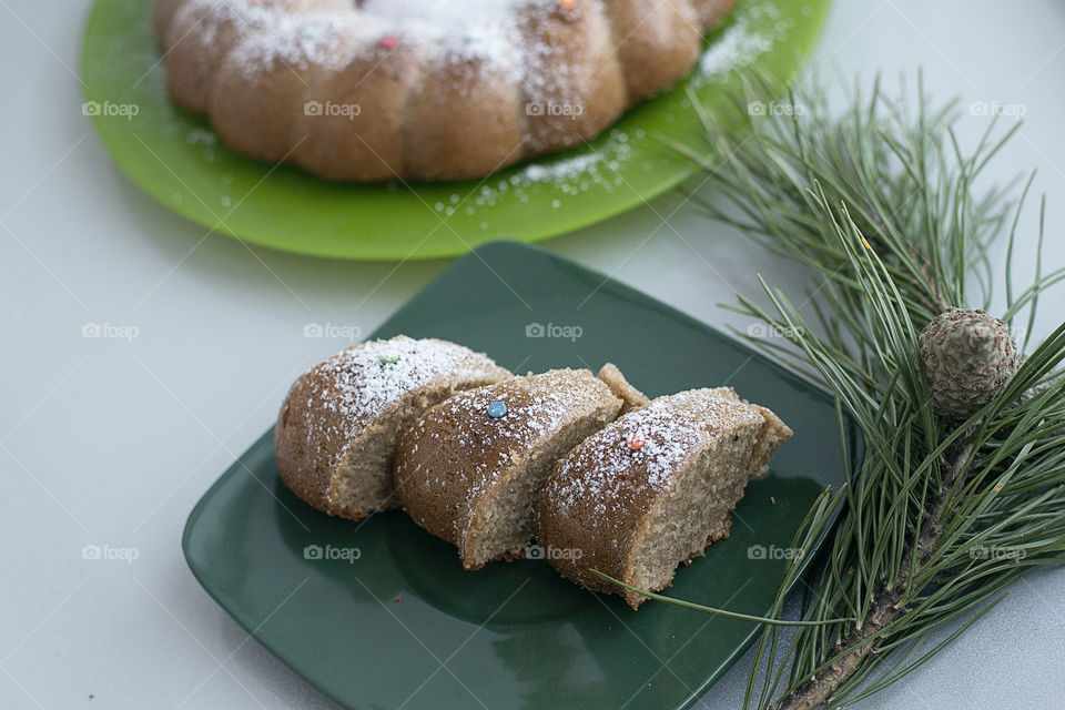 Slice of a cake on plate