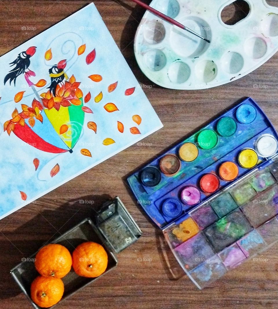 Good news crows and autumn story on my Energetic artistic desk.