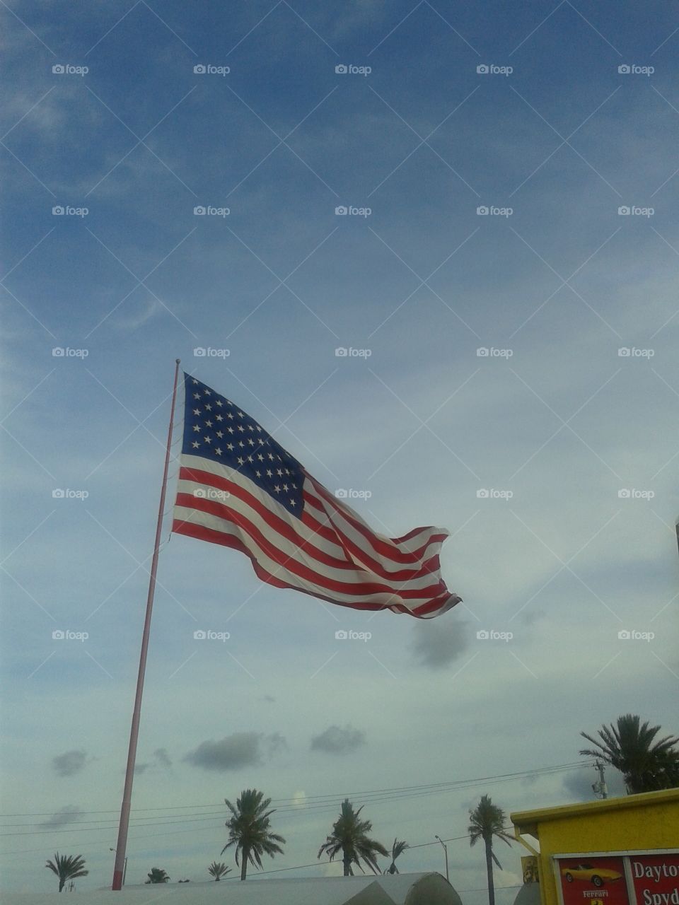 the flag flying high. flag in fort Lauderdale. 