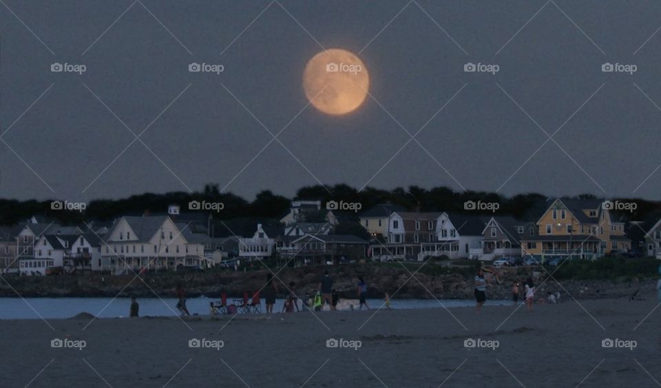 Moon over beach