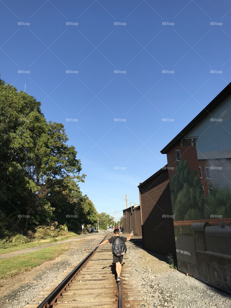 Walking on the train tracks