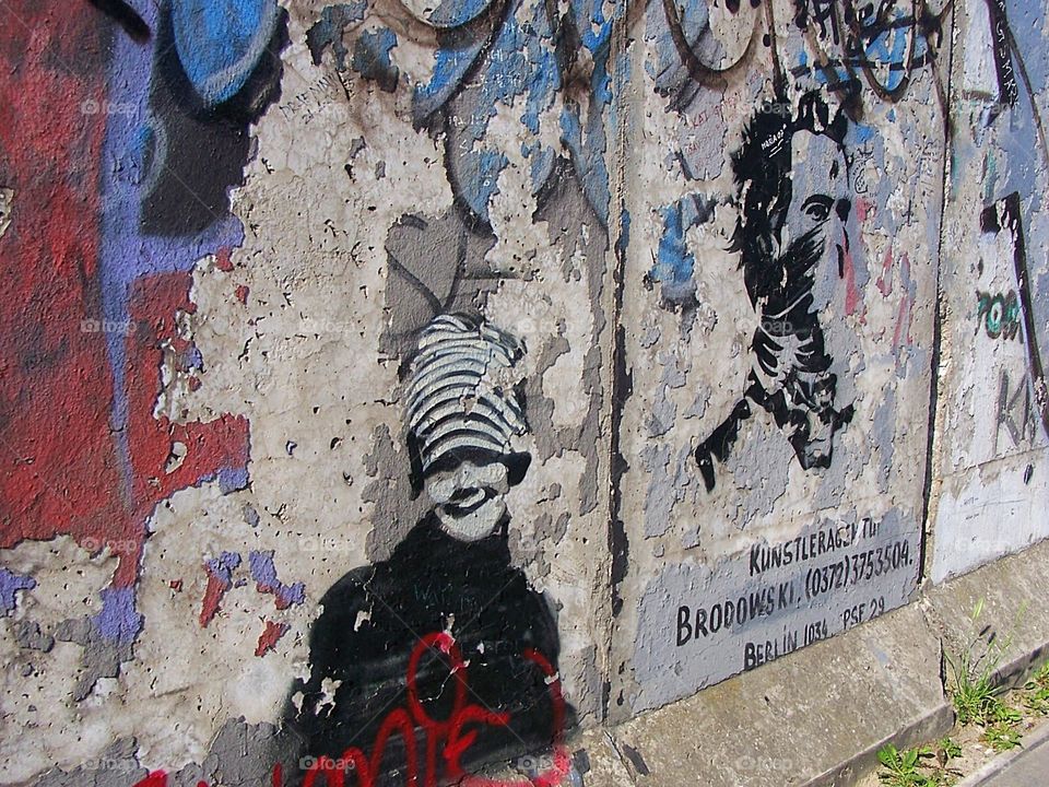 Memorial to young girl in Berlin Wall in East Berlin, Germany 