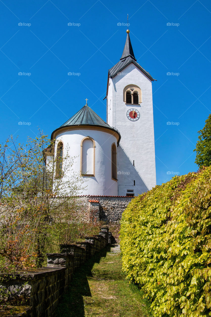 View of clock tower in church