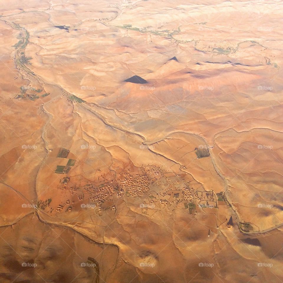 Desert landscape from airplane 