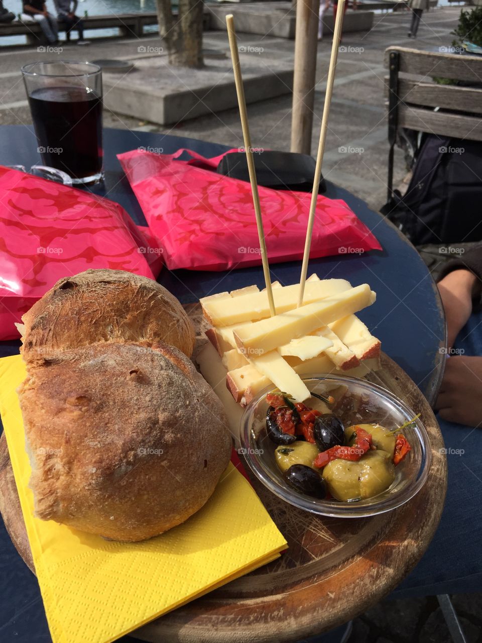 Fresh cheese and bread in Zurich Switzerland 