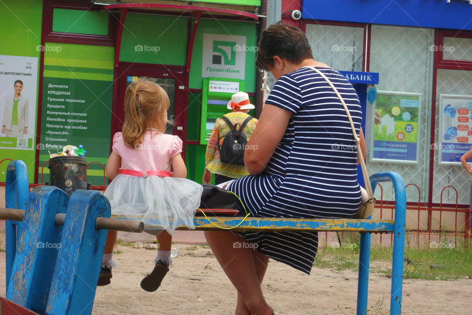 mother and daughter on a walk