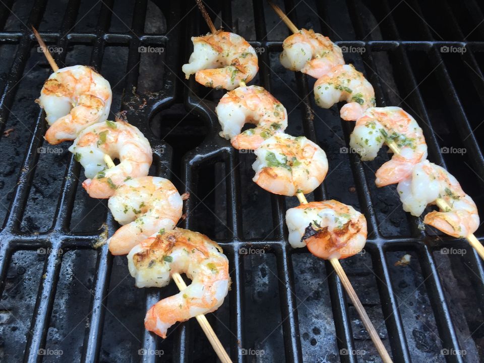 Tasty grilled prawns