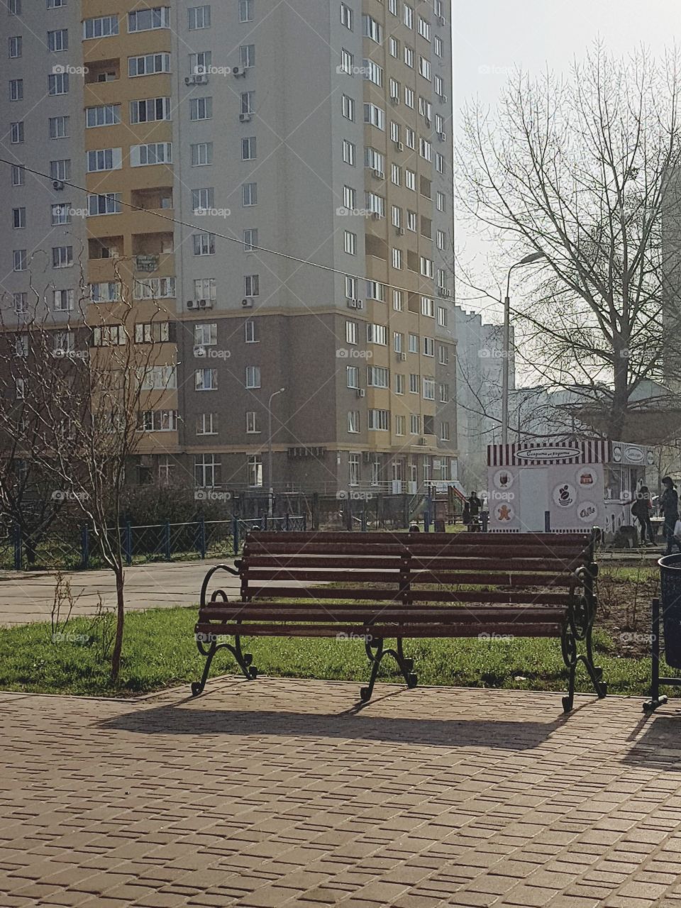 bench in town