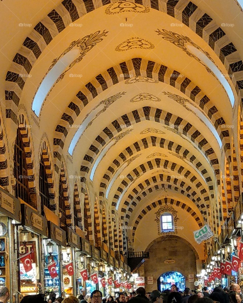 The market in Istanbul, turkey. its architecture is very beautiful that is a busy, lively and famous old market.