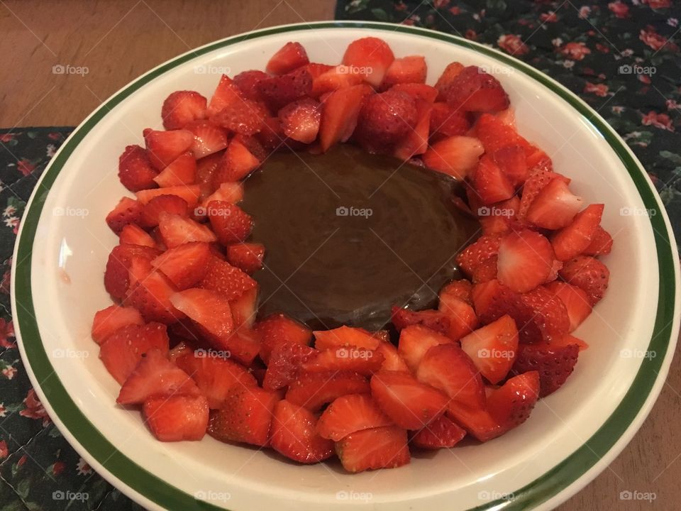 Dessert: strawberries and chocolate 