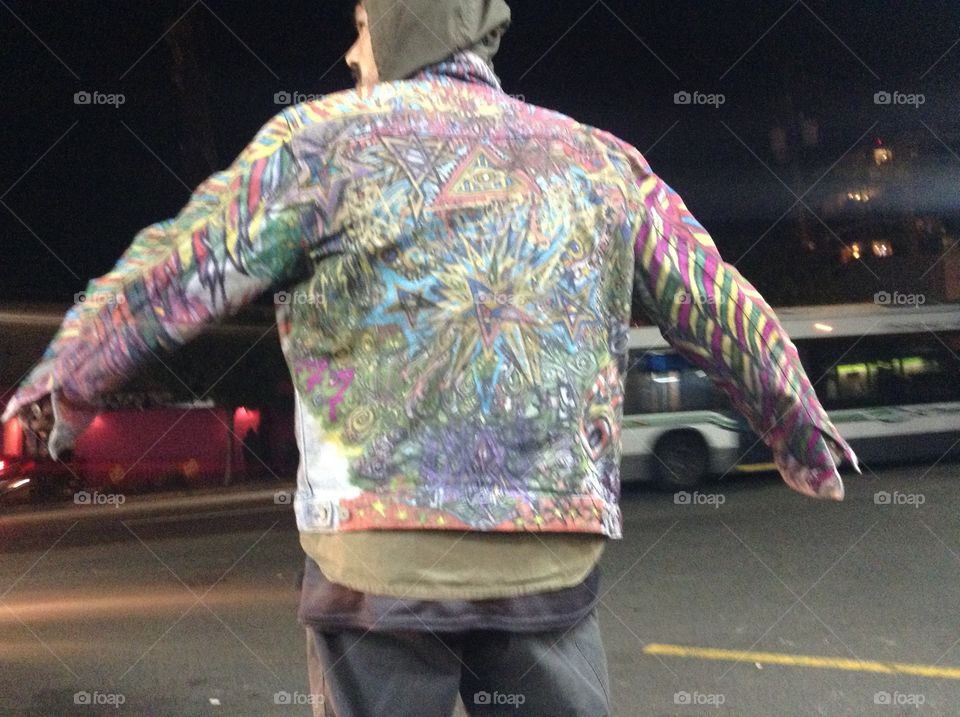 These are photos of my Art on a jacket that I drew on this last month that has passed by until now. I began drawing on jackets last year & I like to Draw Metaphysical Designs. Hopefully you folks will enjoy my art photography. #HallucinogenicSelfies