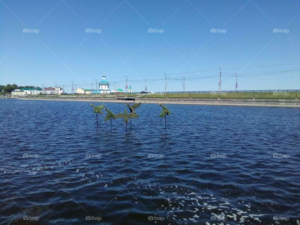 искуственный утки над водой