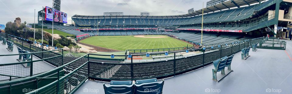 Panoramic view from left-center field at Angel Stadium 