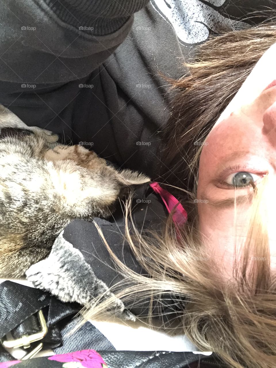 Upside down selfie with suzu my cat