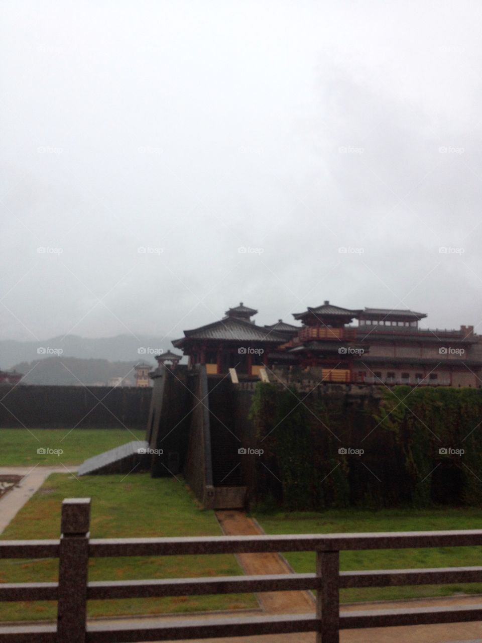 Chinese palace in the rainy weather