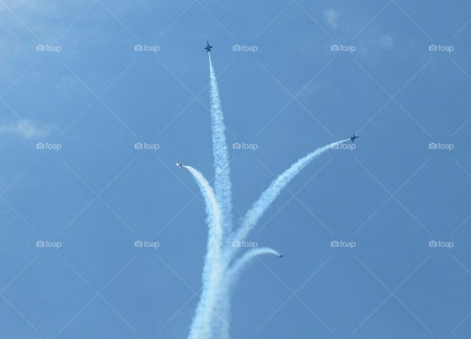 Blue Angels flying in a formation