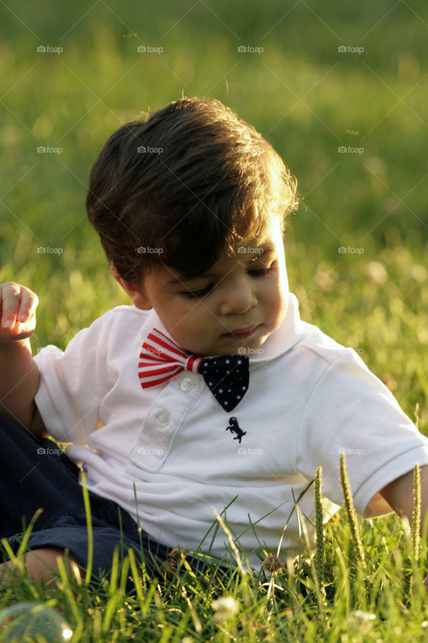 Toddler playing outdoors