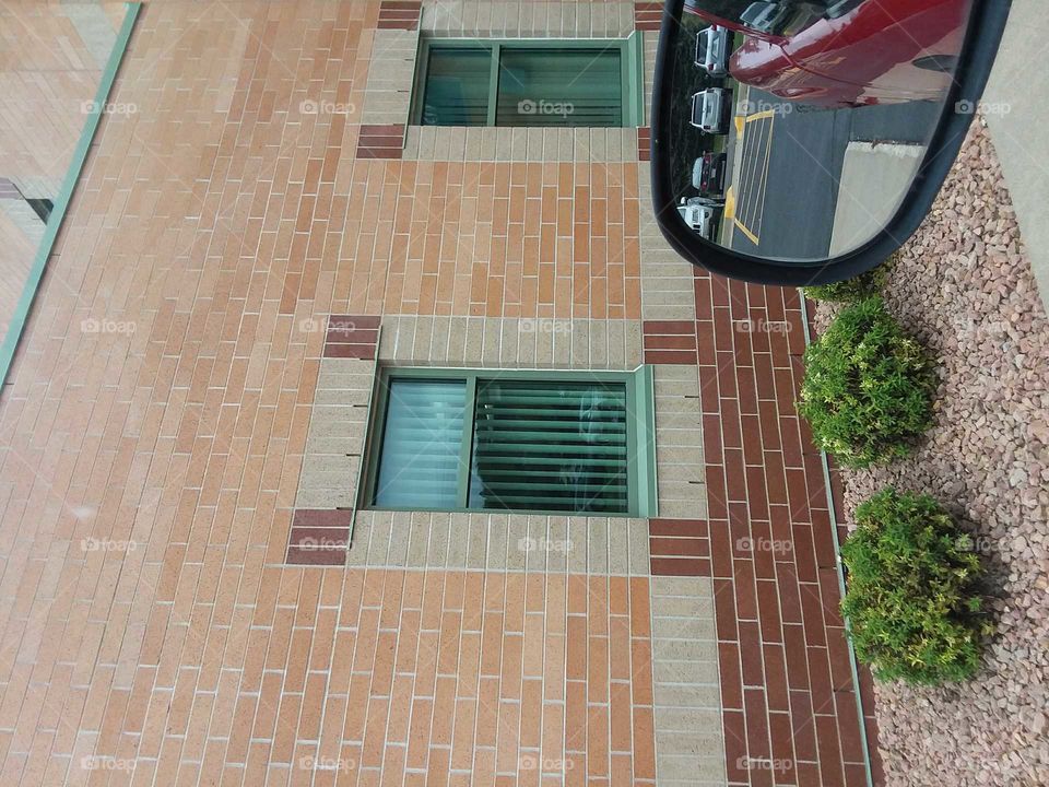 outside wall windows brick red