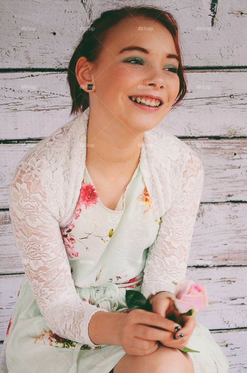 Happy girl in cute dress