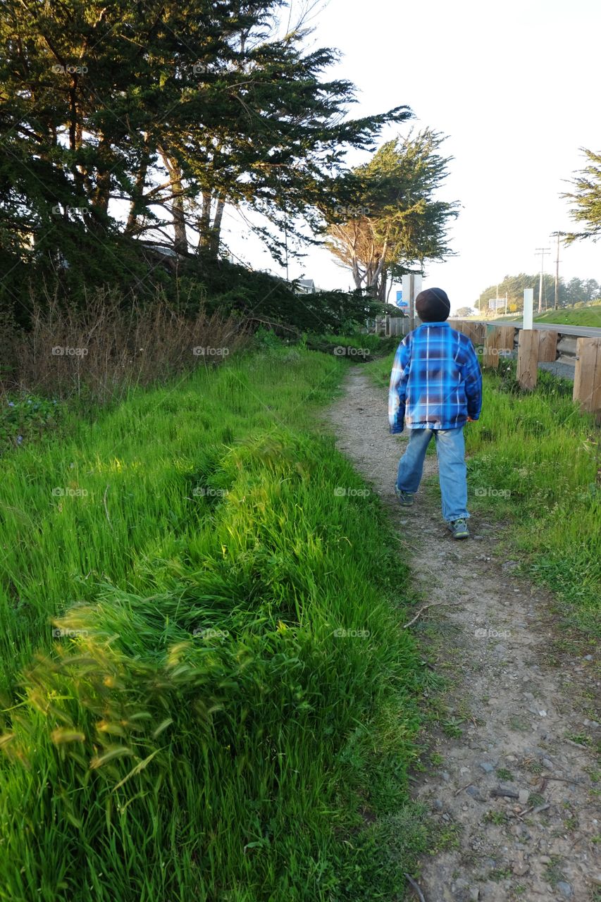 Walking on a rural pathway