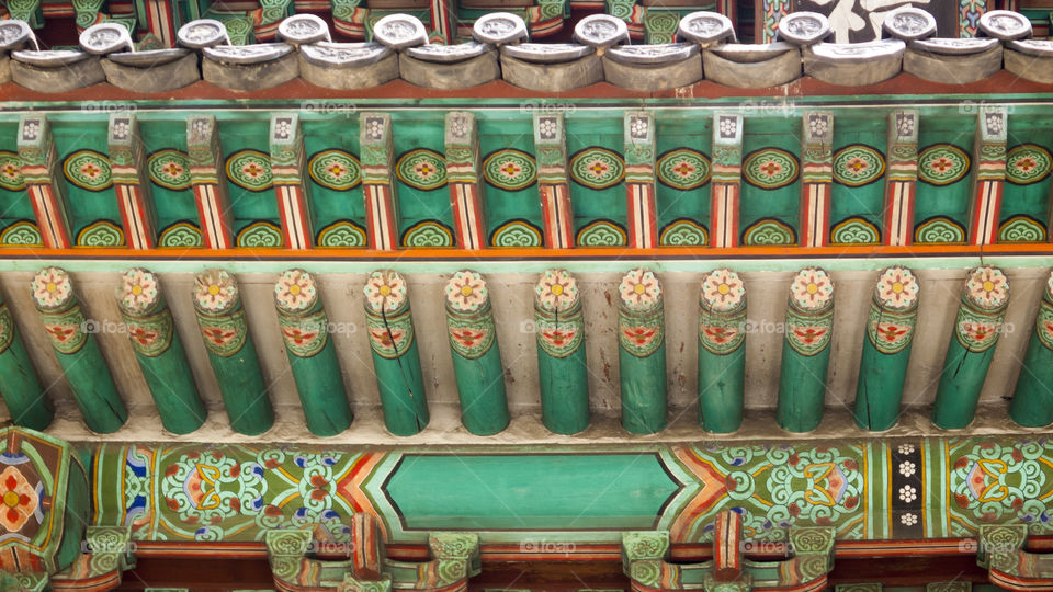 Architectural elements, Gyeongbokgung Imperial palace, Seoul, South Korea 