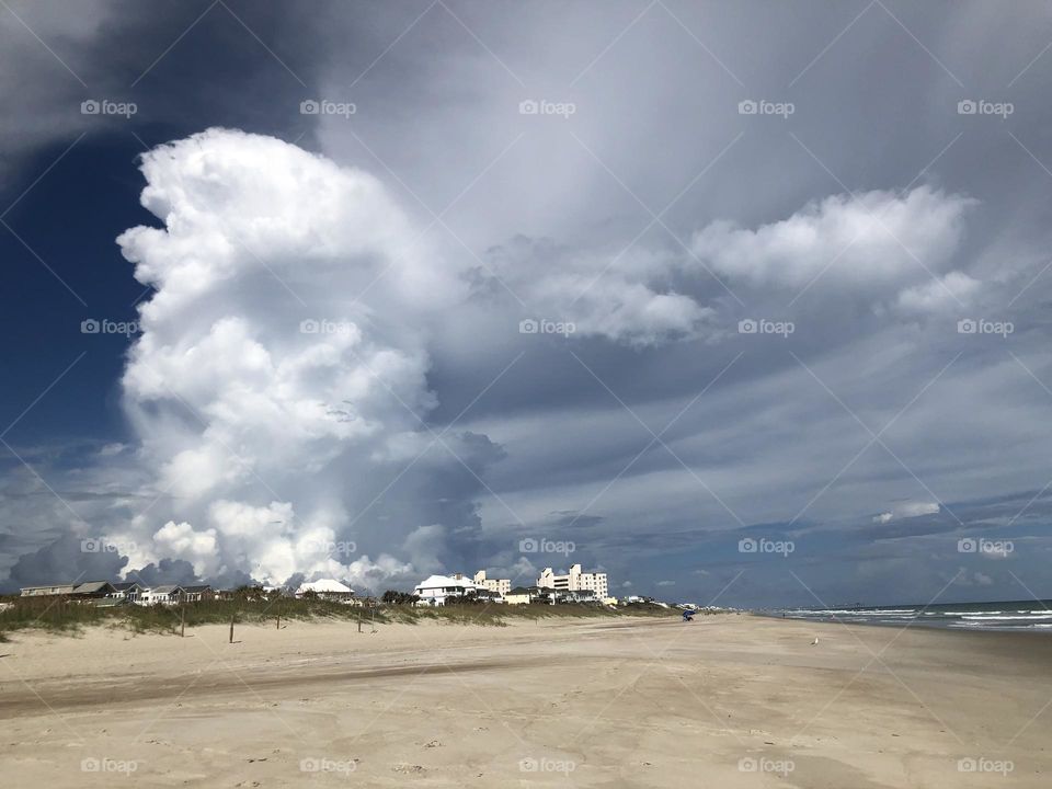 Huge Clouds in sky on the beachfront at Emerald Isles right before Hurricane Florence hit.