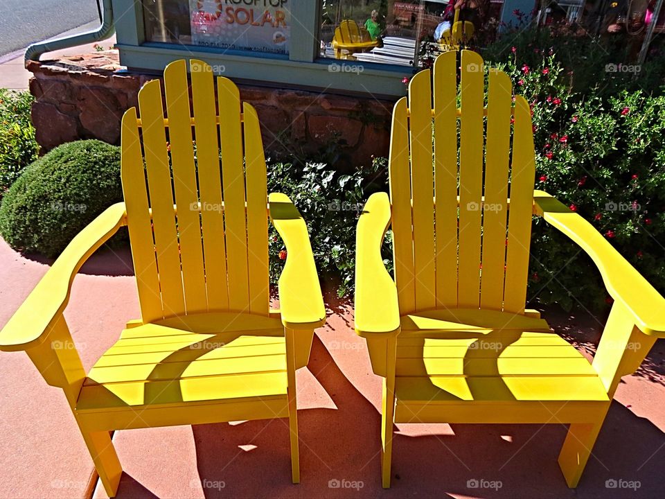 Yellow Adirondack Chairs.