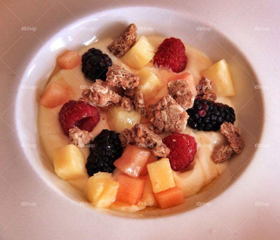Granola fruit and yogurt