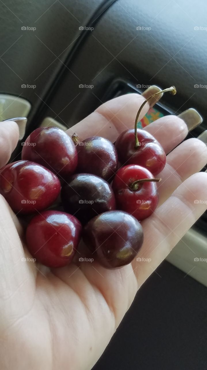 a handful of cherries