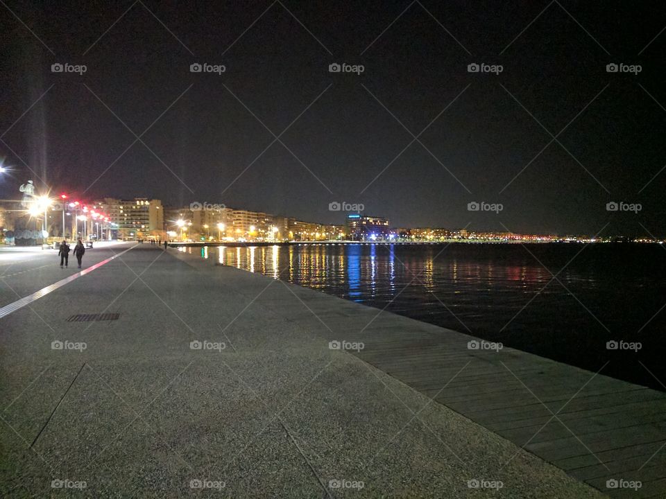 Thessaloniki waterfront at night
