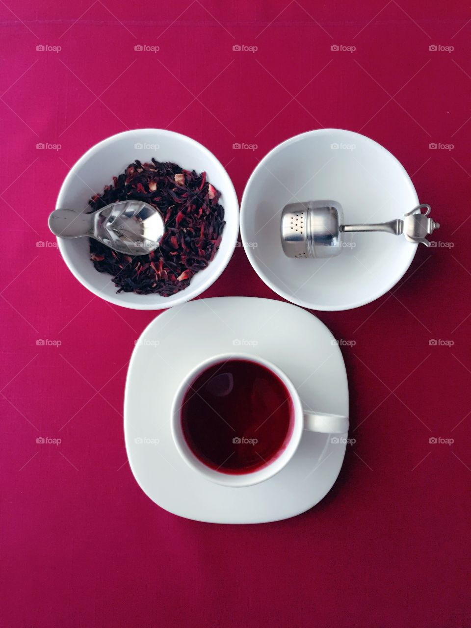 High angle view of hibiscus tea