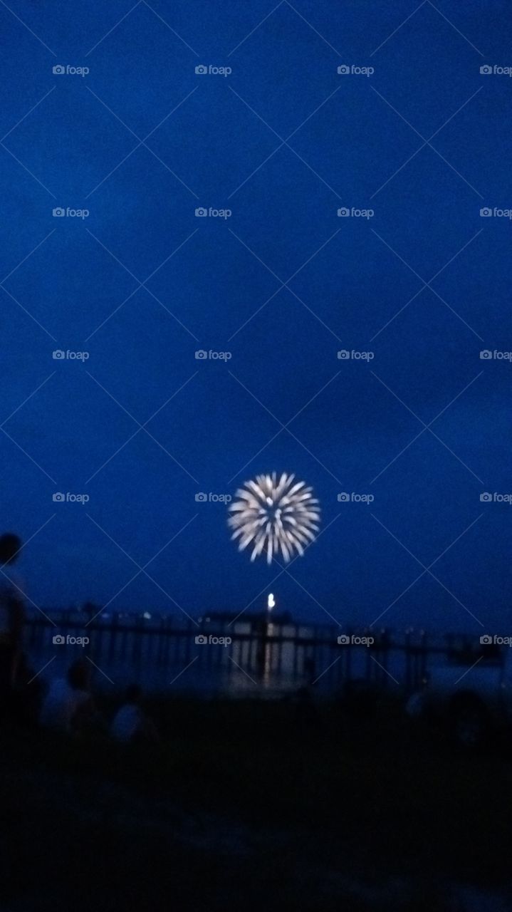 4th of July fireworks. fireworks over River