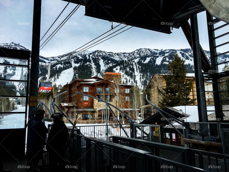 The Peaks of Jackson Hole from the Tram Station. Looking at the mountain you're about to conquer.