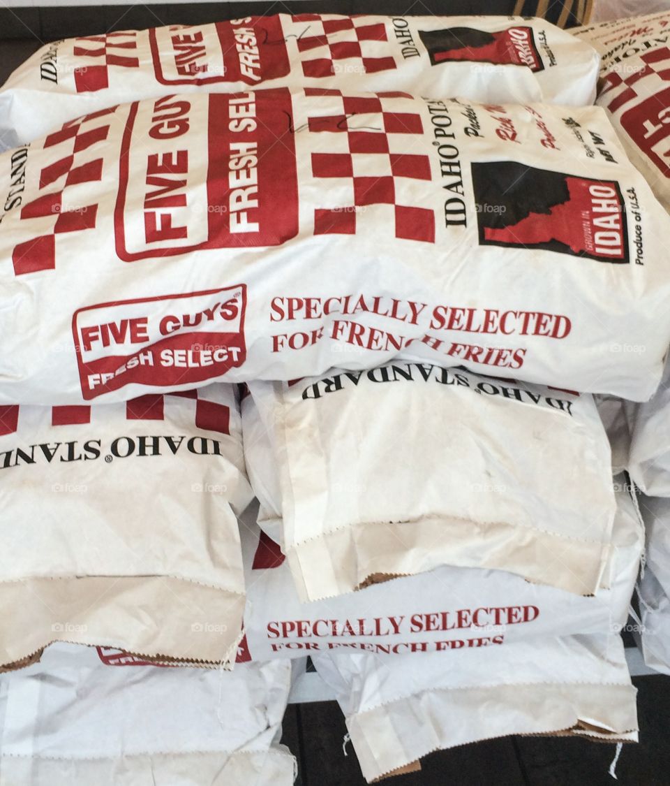 Five guys & a burger fry sacks