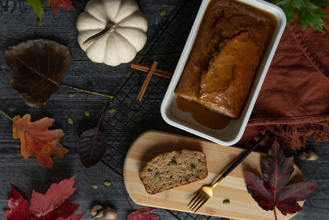 Moody fall baked bread flat lay 