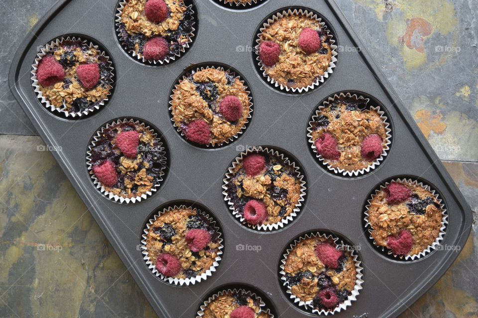 Breakfast muffins in a baking tray